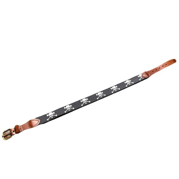 Jolly Roger's crossbones  belt children's black with brown leather trim EUC - Picture 3 of 8